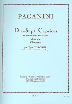 画像1: クラリネット教材　１７の奇想曲と常動曲（17Ｃａｐｒｉｃｅｓ　et　Mouvement　Perpetuel）　作曲/パガニーニ，Ｎ．（Paganini,M.)　編曲/Delecluse
