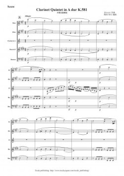 画像1: 木管5重奏楽譜　Clarinet Quintet in A dur K.581　作曲：モーツァルト　編曲：関向 弥生　【2013年8月取扱開始】