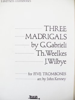 画像1: トロンボーン5重奏楽譜【セール品】　3つのマドリガル　作曲：ガブリエリ他