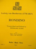 【在庫一掃セール】　木管5重奏楽譜　RONDINO（ロンディーノ）　作曲：Ludwing　van　Beethoven（ヴェートーヴェン）　編曲：EBERHARD　RAMM　【2021年10月3日登録】