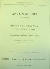 【在庫一掃セール】　木管5重奏楽譜　QUINTETT　op.91　NO,3　D-Dur　作曲：ANTON REICHA（ライヒャ）　【2021年10月3日登録】