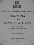 ワゴンセール　サックス四重奏楽譜　CANZONA　FROM　CANZONI　A　4VOCI　作曲／F,MASCHERA