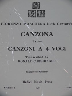 画像1: ワゴンセール　サックス四重奏楽譜　CANZONA　FROM　CANZONI　A　4VOCI　作曲／F,MASCHERA