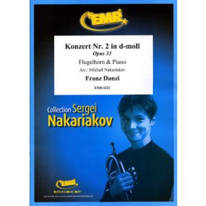 画像: フリューゲルホルンソロ楽譜　フルート協奏曲　第２番　ニ短調　作品３１　（Konzert Nr. 2 in d-moll）　作曲／ダンツィ　校訂（編曲）／S.ナカリャコフ
