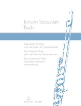 画像: フルートソロ独奏曲楽譜　2つの組曲、無伴奏チェロ組曲より(Two Suites for Flute)　作曲バッハ/J.S. Bach