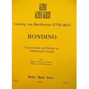 画像: 【在庫一掃セール】　木管5重奏楽譜　RONDINO（ロンディーノ）　作曲：Ludwing　van　Beethoven（ヴェートーヴェン）　編曲：EBERHARD　RAMM　【2021年10月3日登録】