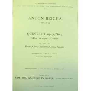 画像: 【在庫一掃セール】　木管5重奏楽譜　QUINTETT　op.91　NO,3　D-Dur　作曲：ANTON REICHA（ライヒャ）　【2021年10月3日登録】