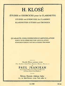 画像1: クラリネット教材　４５のアーティキュレーション練習課題（45　Exercices　d　Articulation）　作曲/クローゼ，Ｈ．（Klose,H.)