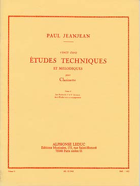画像1: クラリネット教材　２５の旋律的技巧練習曲：II（25Etudes　Techniques　for　et　Melodiques：II）　作曲/ジャンジャン.P（Jeanjean,P.)