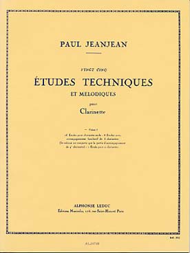画像1: クラリネット教材　25の旋律的技巧練習曲：I　（25Etudes　Techniques　et　Melodiques:I）作曲/ジャンジャン，Ｐ．（Jeanjean,P.)