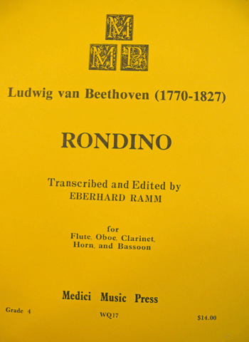 画像1: 【在庫一掃セール】　木管5重奏楽譜　RONDINO（ロンディーノ）　作曲：Ludwing　van　Beethoven（ヴェートーヴェン）　編曲：EBERHARD　RAMM　【2021年10月3日登録】