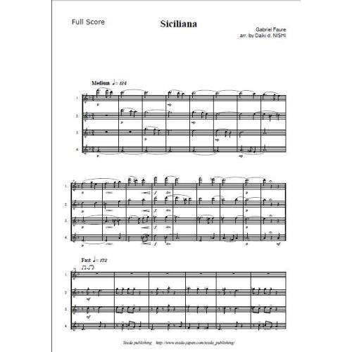 画像1: フルート４重奏楽譜　シチリアーノ 　作曲/編曲 フォーレ/西 大樹   （2010年新譜）